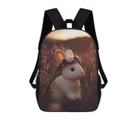 sinyumoney 3D Printed Children's School Backpack Rabbit with Flower Crown in Lavender Field Book Bags High Capacity Travel School Bags for Kids/Students/Adults 17inch