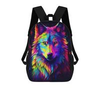 sinyumoney 3D Printed Children's School Backpack Rainbow Wolf Portrait Book Bags High Capacity Travel School Bags for Kids/Students/Adults 17inch