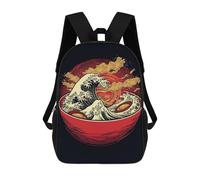 sinyumoney 3D Printed Children's School Backpack Ramen Japanese Food Book Bags High Capacity Travel School Bags for Kids/Students/Adults 17inch