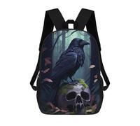 sinyumoney 3D Printed Children's School Backpack Raven in The Forest Book Bags High Capacity Travel School Bags for Kids/Students/Adults 17inch