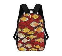 sinyumoney 3D Printed Children's School Backpack Red Fish Book Bags High Capacity Travel School Bags for Kids/Students/Adults 17inch