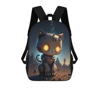 sinyumoney 3D Printed Children's School Backpack Robotic Cat in Space-4 Book Bags High Capacity Travel School Bags for Kids/Students/Adults 17inch