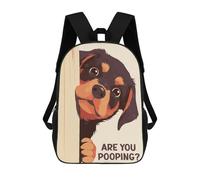 sinyumoney 3D Printed Children's School Backpack Rottweiler Peeking Are You Pooping Book Bags High Capacity Travel School Bags for Kids/Students/Adults 17inch