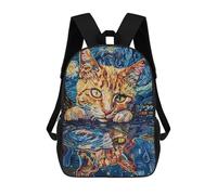 sinyumoney 3D Printed Children's School Backpack Sad Cat Shadows Abstract Book Bags High Capacity Travel School Bags for Kids/Students/Adults 17inch