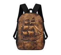 sinyumoney 3D Printed Children's School Backpack Sailing Ship in A Sea Book Bags High Capacity Travel School Bags for Kids/Students/Adults 17inch