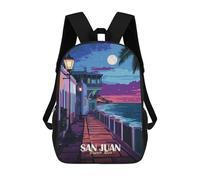sinyumoney 3D Printed Children's School Backpack San Juan, Puerto Rico Nightscape Book Bags High Capacity Travel School Bags for Kids/Students/Adults 17inch