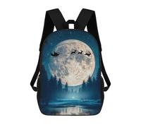 sinyumoney 3D Printed Children's School Backpack Santa Reindeer Sleigh Fly Book Bags High Capacity Travel School Bags for Kids/Students/Adults 17inch