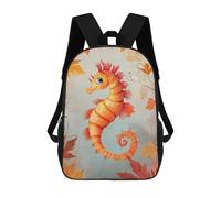 sinyumoney 3D Printed Children's School Backpack Seahorse with Autumn Leaves Book Bags High Capacity Travel School Bags for Kids/Students/Adults 17inch