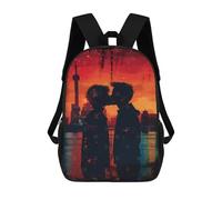 sinyumoney 3D Printed Children's School Backpack Silhouette Kiss at Sunset Book Bags High Capacity Travel School Bags for Kids/Students/Adults 17inch