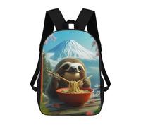 sinyumoney 3D Printed Children's School Backpack Sloth Eating Ramen in Japan Mt. Fuji Book Bags High Capacity Travel School Bags for Kids/Students/Adults 17inch