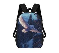 sinyumoney 3D Printed Children's School Backpack Snowy Owl in Flight Book Bags High Capacity Travel School Bags for Kids/Students/Adults 17inch