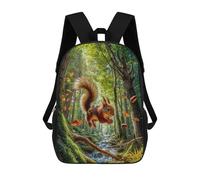 sinyumoney 3D Printed Children's School Backpack Squirrel Leaping in Forest Book Bags High Capacity Travel School Bags for Kids/Students/Adults 17inch