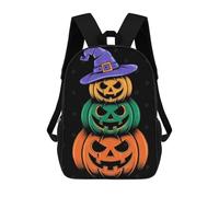 sinyumoney 3D Printed Children's School Backpack Stacked Jack-o-Lanterns Book Bags High Capacity Travel School Bags for Kids/Students/Adults 17inch