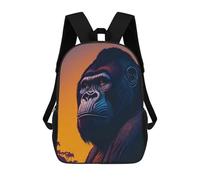 sinyumoney 3D Printed Children's School Backpack Sunset Gorilla Magic Book Bags High Capacity Travel School Bags for Kids/Students/Adults 17inch