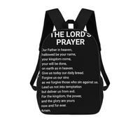 sinyumoney 3D Printed Children's School Backpack THE LORDS PRAYER BLACK Book Bags High Capacity Travel School Bags for Kids/Students/Adults 17inch