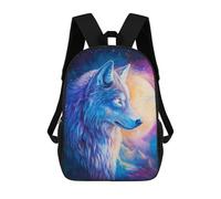 sinyumoney 3D Printed Children's School Backpack The Moon Wolf Book Bags High Capacity Travel School Bags for Kids/Students/Adults 17inch