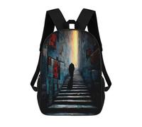 sinyumoney 3D Printed Children's School Backpack The One Who Ascends in Silence - Solitary Figure in The Corridor of Light Book Bags High Capacity Travel School Bags for Kids/Students/Adults 17inch