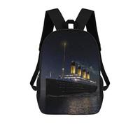 sinyumoney 3D Printed Children's School Backpack The Ship That Never Sinks Book Bags High Capacity Travel School Bags for Kids/Students/Adults 17inch