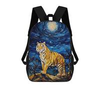 sinyumoney 3D Printed Children's School Backpack The Starry Night Tiger Book Bags High Capacity Travel School Bags for Kids/Students/Adults 17inch