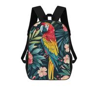 sinyumoney 3D Printed Children's School Backpack Tropical Parrot Illustration Book Bags High Capacity Travel School Bags for Kids/Students/Adults 17inch