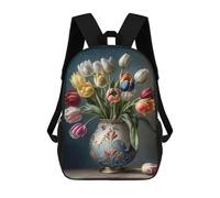 sinyumoney 3D Printed Children's School Backpack Vibrant Tulips in Ornate Vase Book Bags High Capacity Travel School Bags for Kids/Students/Adults 17inch