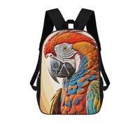 sinyumoney 3D Printed Children's School Backpack Vintage Parrot Book Bags High Capacity Travel School Bags for Kids/Students/Adults 17inch