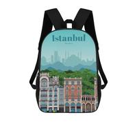 sinyumoney 3D Printed Children's School Backpack Visit Istanbul Book Bags High Capacity Travel School Bags for Kids/Students/Adults 17inch