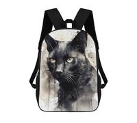sinyumoney 3D Printed Children's School Backpack Watercolor Black Cat Book Bags High Capacity Travel School Bags for Kids/Students/Adults 17inch