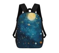 sinyumoney 3D Printed Children's School Backpack Watercolor Space with Planets And Stars Book Bags High Capacity Travel School Bags for Kids/Students/Adults 17inch