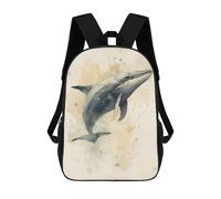 sinyumoney 3D Printed Children's School Backpack Watercolor Whale Vintage Book Bags High Capacity Travel School Bags for Kids/Students/Adults 17inch