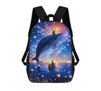 sinyumoney 3D Printed Children's School Backpack Whale Boy in Dreamy Sky Book Bags High Capacity Travel School Bags for Kids/Students/Adults 17inch