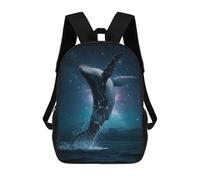 sinyumoney 3D Printed Children's School Backpack Whale Breaching in Starry Night Sky Book Bags High Capacity Travel School Bags for Kids/Students/Adults 17inch