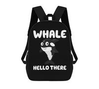 sinyumoney 3D Printed Children's School Backpack Whale Hello There Book Bags High Capacity Travel School Bags for Kids/Students/Adults 17inch