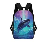sinyumoney 3D Printed Children's School Backpack Whale in Aurora Borealis Book Bags High Capacity Travel School Bags for Kids/Students/Adults 17inch