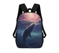 sinyumoney 3D Printed Children's School Backpack Whale in Milky Way Sea Book Bags High Capacity Travel School Bags for Kids/Students/Adults 17inch