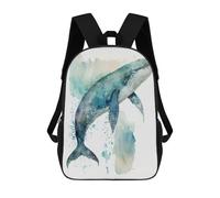sinyumoney 3D Printed Children's School Backpack Whale Watercolor Book Bags High Capacity Travel School Bags for Kids/Students/Adults 17inch