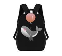 sinyumoney 3D Printed Children's School Backpack Whale with Balloon Gift Book Bags High Capacity Travel School Bags for Kids/Students/Adults 17inch