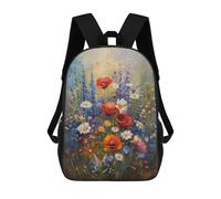 sinyumoney 3D Printed Children's School Backpack Wildflower Field Book Bags High Capacity Travel School Bags for Kids/Students/Adults 17inch
