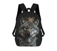 sinyumoney 3D Printed Children's School Backpack Wolf King Book Bags High Capacity Travel School Bags for Kids/Students/Adults 17inch
