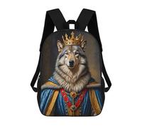 sinyumoney 3D Printed Children's School Backpack Wolf King Book Bags High Capacity Travel School Bags for Kids/Students/Adults 17inch