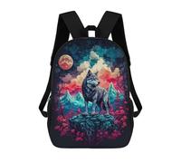 sinyumoney 3D Printed Children's School Backpack Wolf On Full Mooo Book Bags High Capacity Travel School Bags for Kids/Students/Adults 17inch