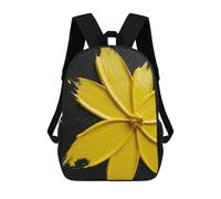 sinyumoney 3D Printed Children's School Backpack Yellow Paint Flower on Black Background Book Bags High Capacity Travel School Bags for Kids/Students/Adults 17inch