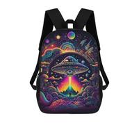 sinyumoney 3D Printed Children's School Bags Alien Spaceship Arrival Backpack Travel Lightweight Backpack Book Bags Kids Boys Girls School Bag 17inch