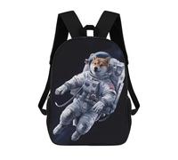 sinyumoney 3D Printed Children's School Bags Astronaut Shiba Backpack Travel Lightweight Backpack Book Bags Kids Boys Girls School Bag 17inch