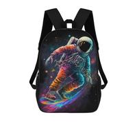 sinyumoney 3D Printed Children's School Bags Astronaut Skateboarding in Space -2 Backpack Travel Lightweight Backpack Book Bags Kids Boys Girls School Bag 17inch