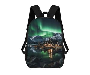 sinyumoney 3D Printed Children's School Bags Aurora Borealis over Lake Backpack Travel Lightweight Backpack Book Bags Kids Boys Girls School Bag 17inch