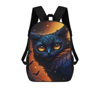 sinyumoney 3D Printed Children's School Bags Black Ghost Cat Backpack Travel Lightweight Backpack Book Bags Kids Boys Girls School Bag 17inch
