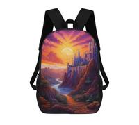 sinyumoney 3D Printed Children's School Bags Castle in The Sunset Valley Backpack Travel Lightweight Backpack Book Bags Kids Boys Girls School Bag 17inch