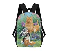sinyumoney 3D Printed Children's School Bags Cat Garden Fantasy Backpack Travel Lightweight Backpack Book Bags Kids Boys Girls School Bag 17inch