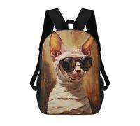 sinyumoney 3D Printed Children's School Bags Cat Mummy Sunglasses Art Print Backpack Travel Lightweight Backpack Book Bags Kids Boys Girls School Bag 17inch